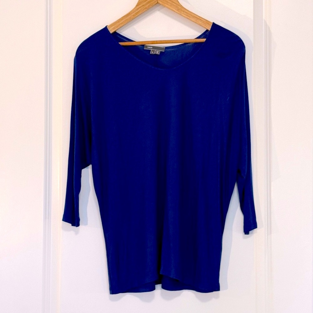 VINCE Blue 3/4 Sleeve Top Size MED